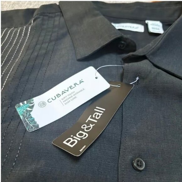 Cubavera Men's Striped Panel Dobby Short Sleeve Button-Down Shirt, Regular Fit - Picture 4 of 8